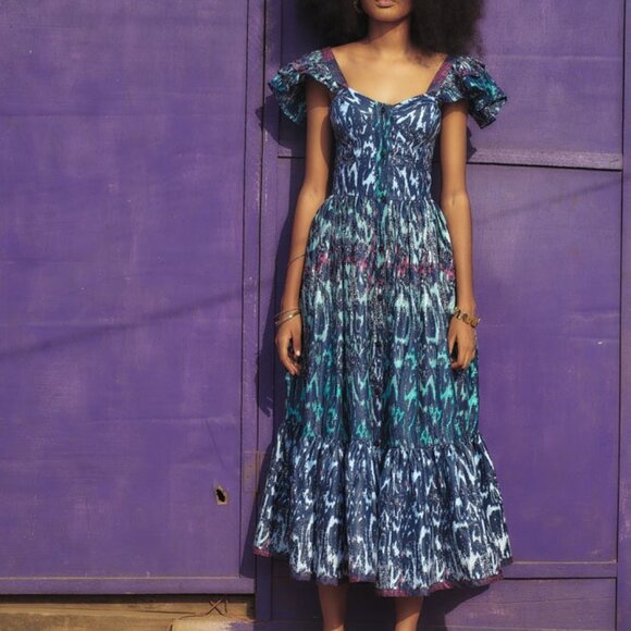 Sika Aurora Dress in Blue Ikat Size 4